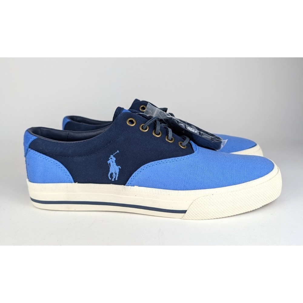 Men's Size 8 D - Polo Ralph Lauren Vaughn Canvas Lace-Up Sneakers Blue Shoes NEW